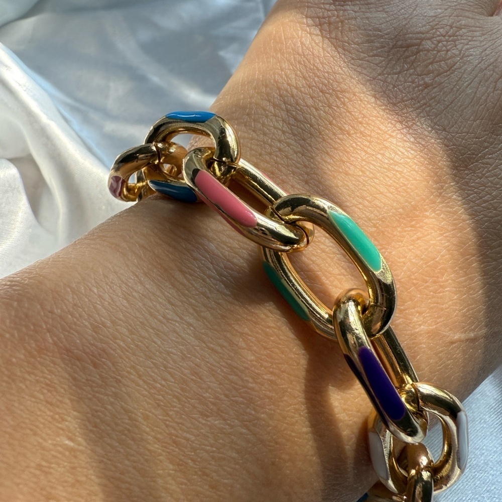 Colorful Gold Chain Necklace and Bracelet Set - Picture 16 of 16